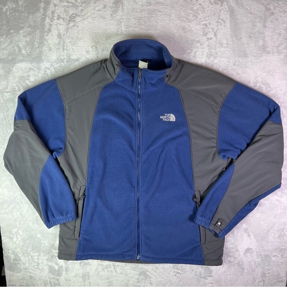 The North Face Fleece Jacket Men's XXL Blue Grey Full Zip Outdoor Gorpcore - Picture 1 of 16